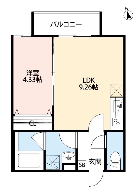 1LDKの間取り画像