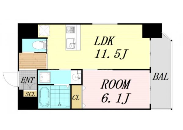 スプランディッド安土町11階1LDK 間取の画像